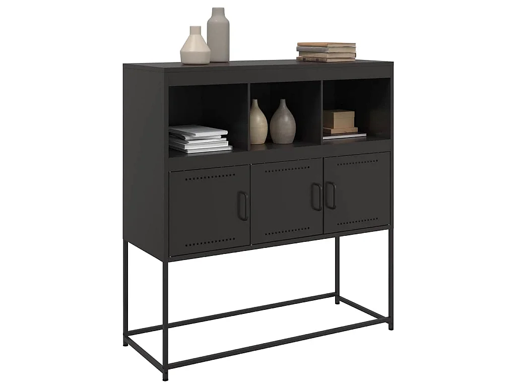 Buffet noir 100,5x39x107 cm acier