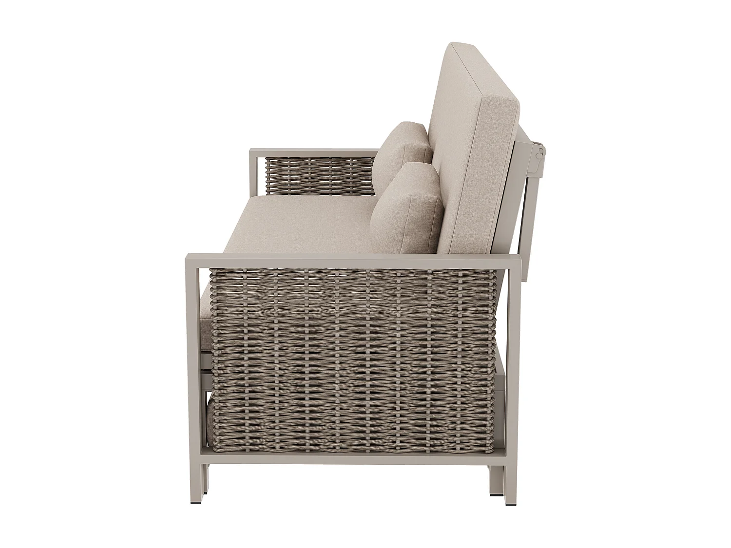 Canapé de jardin 2 places - 151.3 x 131.5 x 91 cm - canapé avec dossier réglable + repose-pieds rétractable - Polyester - beige