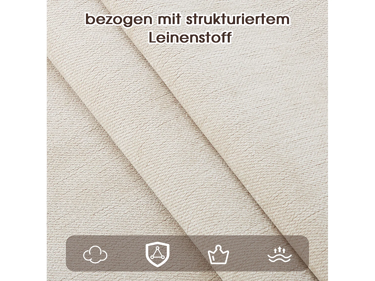 Set van 6 metalen eetkamerstoelen met houtlook - 61,5 x 52,5 x 83 cm - moderne stijl - linnen bekleding - beige + bruin