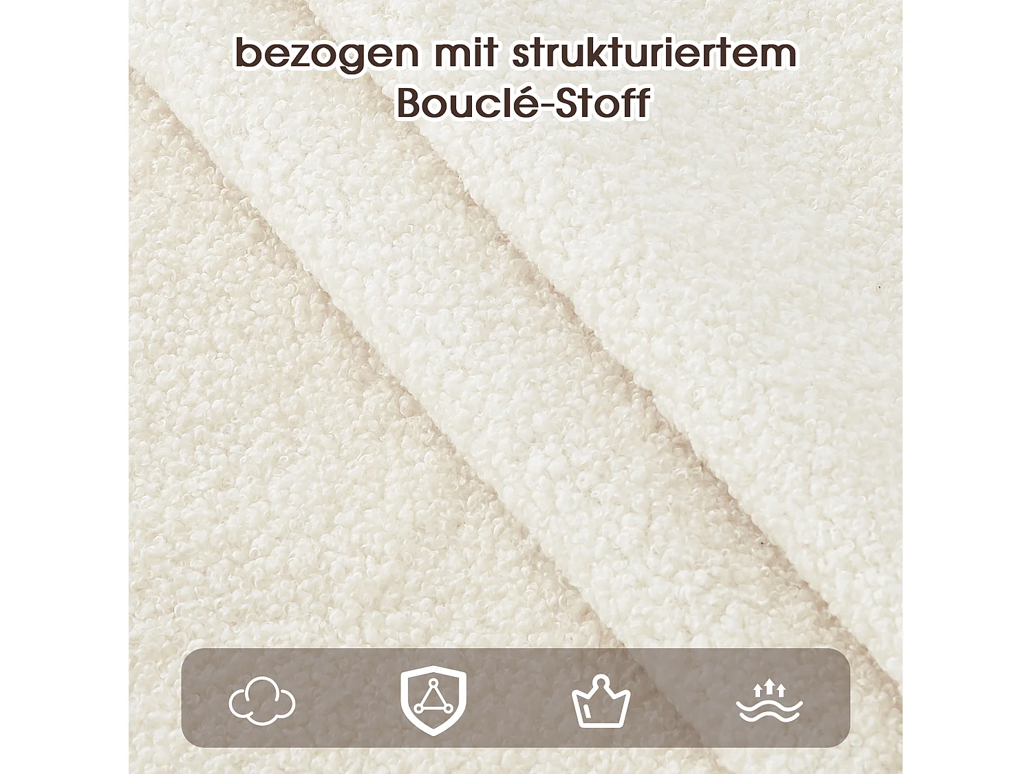 Set van 4 metalen eetkamerstoelen met houtnerfstructuur - 61 x 57,5 x 90 cm - moderne stijl - lusvormige bekleding - naturel