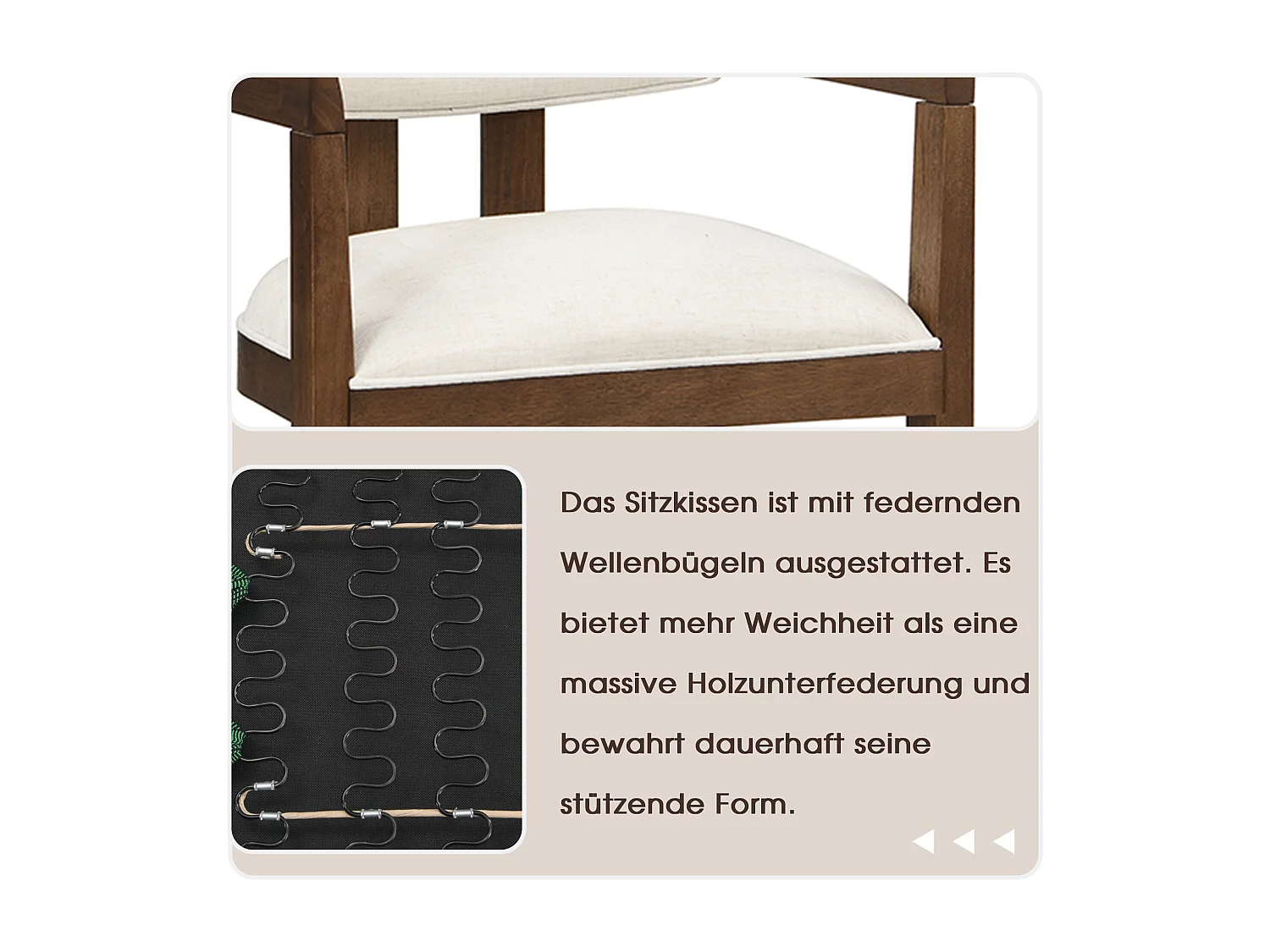 Set van 2 massief houten eetkamerstoelen - 57,5 x 60,5 x 78,5 cm - moderne stijl - linnen - bruin