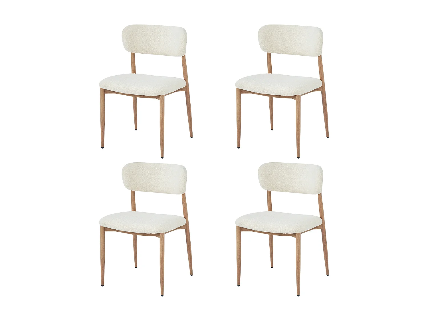 Set van 4 metalen eetkamerstoelen met houtnerfstructuur - 50 x 53 x 84 cm - moderne stijl - gekrulde afwerking - naturel