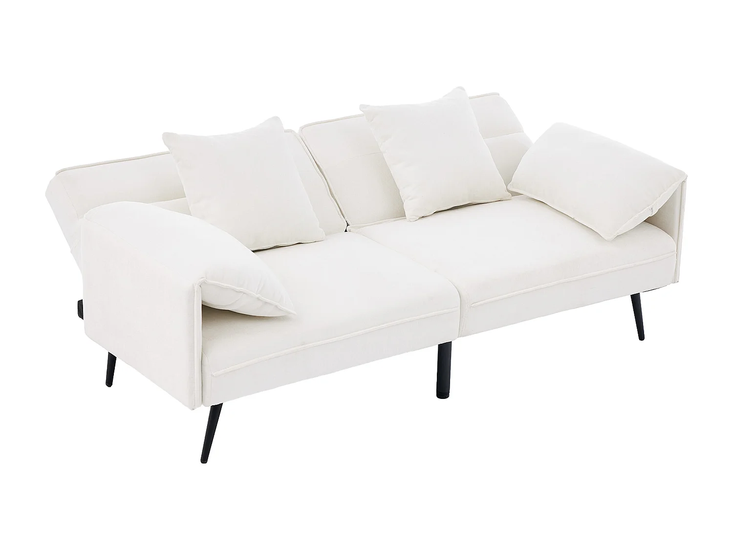 Tweezits slaapbank - 167,5 x 73 x 70 cm - Verstelbare rugleuning in 3 standen (100°–180°) - Stof - wit