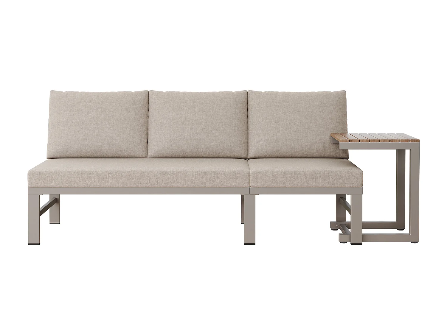 Ensemble de mobilier de jardin - 173 x 69 x 82 cm - canapé 3 places inclinable réglable + table - métal + Polyester - kaki