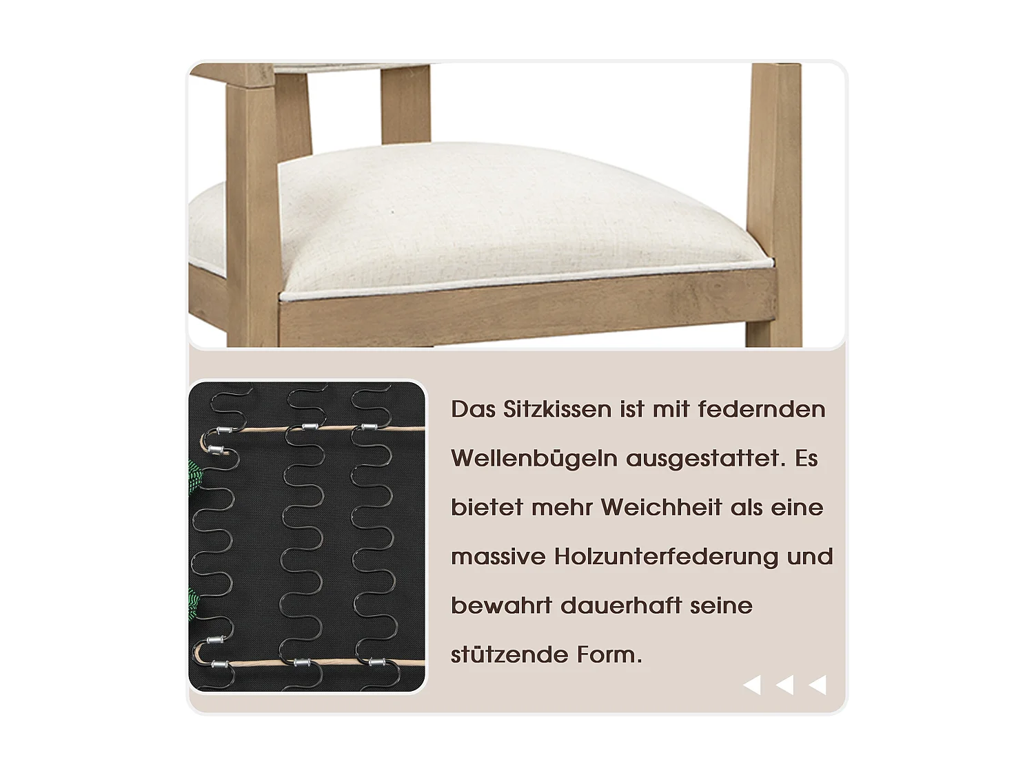 Set van 6 massief houten eetkamerstoelen - 57,5 x 60,5 x 78,5 cm - moderne stijl - linnen - naturel