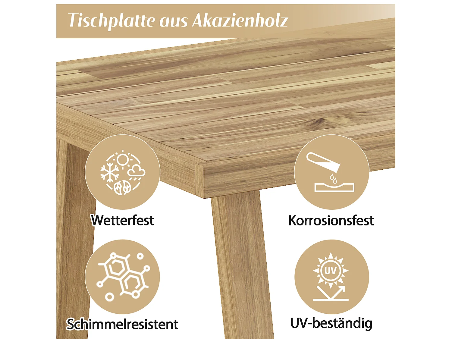 Zestaw mebli ogrodowych 6-osobowy - z narożnikiem + stolikiem kawowym + 1 ławką - Poliester - beżowy