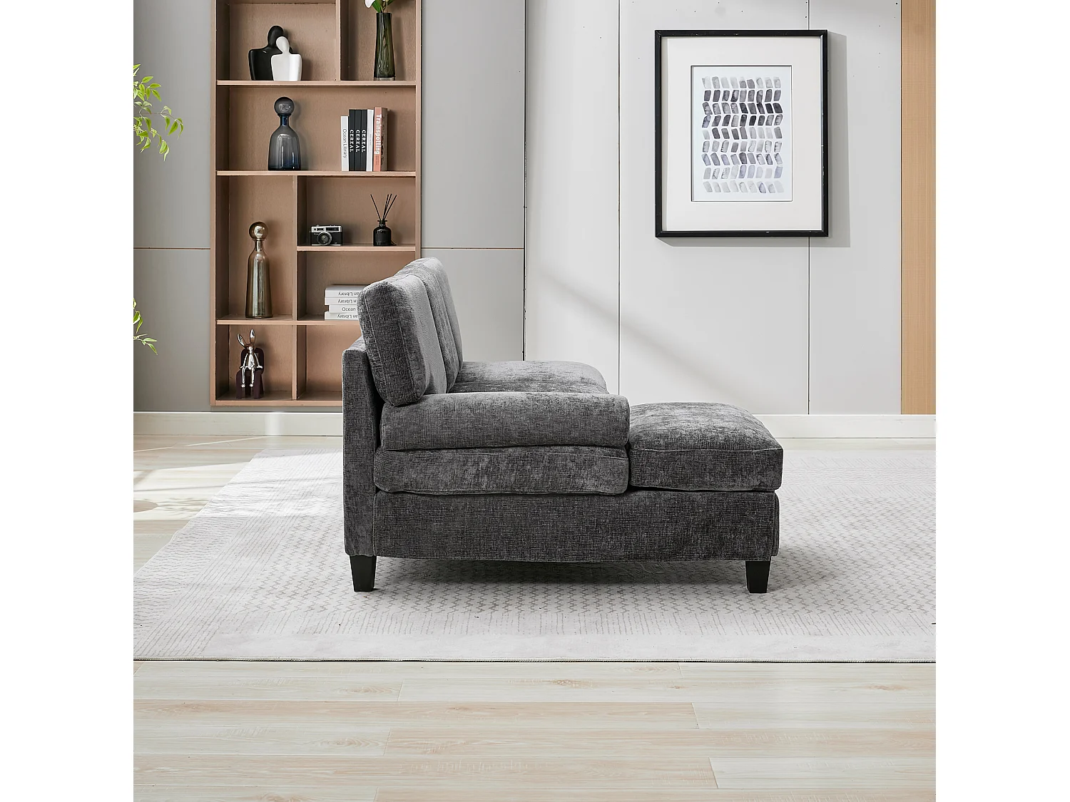 Modernes 3-Sitzer-Ecksofa – 194 x 118 x 81 cm – für Wohn- und Schlafzimmer – Stoff – grau