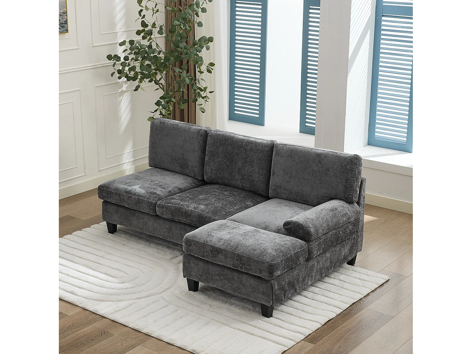 Modernes 3-Sitzer-Ecksofa – 194 x 118 x 81 cm – für Wohn- und Schlafzimmer – Stoff – grau