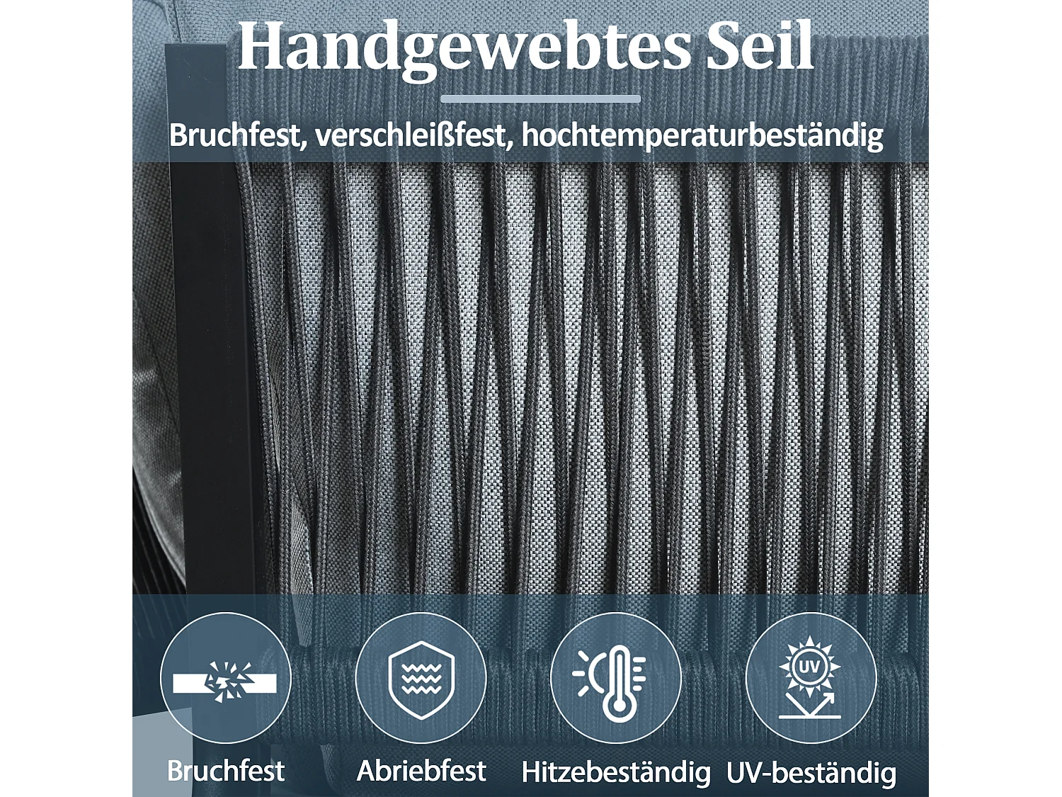 Conjunto de jardín de 5 plazas - convertible en 2 camas - con mesa + estantes de almacenaje - metal - gris