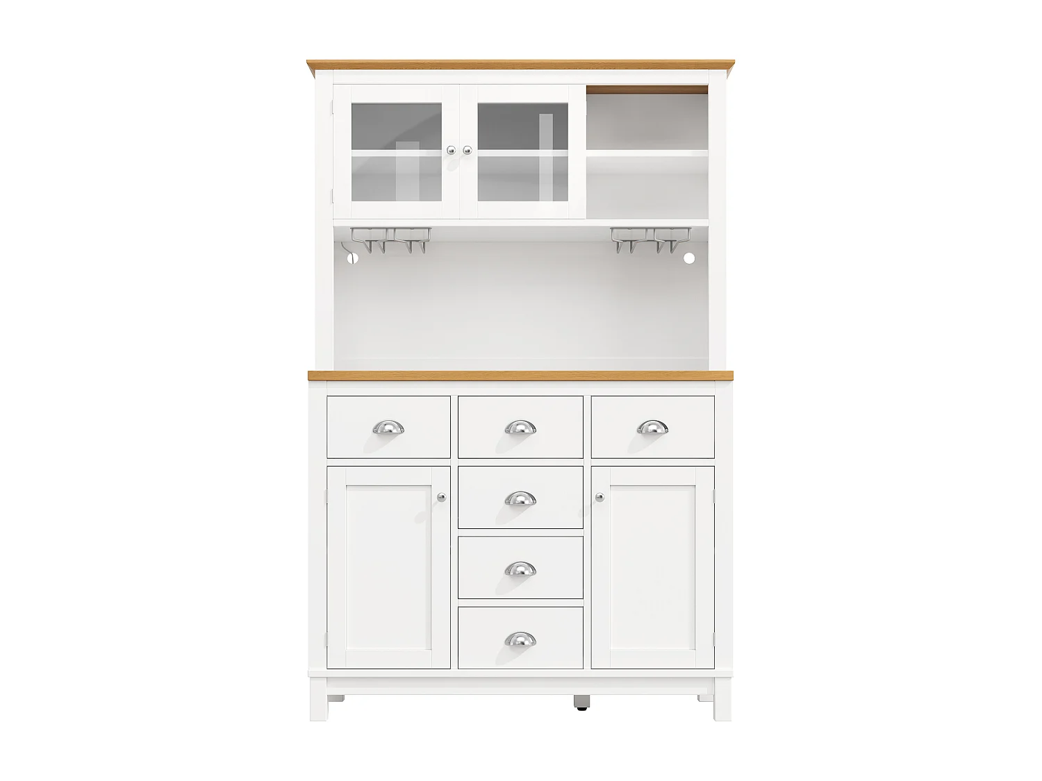 Kredens kuchenny w stylu rustykalnym - 104 x 40 x 180 cm - z drzwiami, diodami LED, półkami i szufladami - płyta MDF - biały