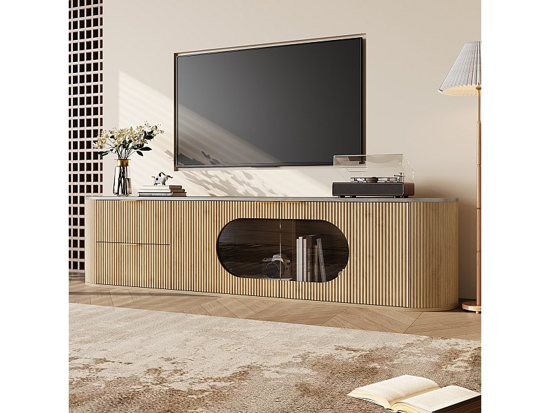 Móvel de TV moderno e minimalista com acabamento imitando madeira - 172 ...