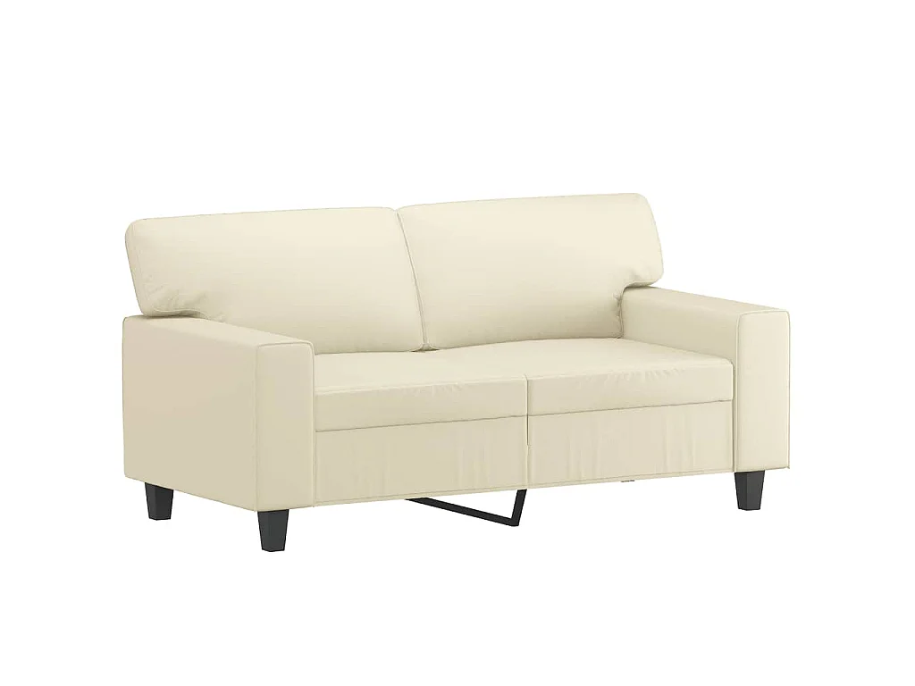 Divano a 2 Posti con Cuscini Crema 120 cm in Similpelle