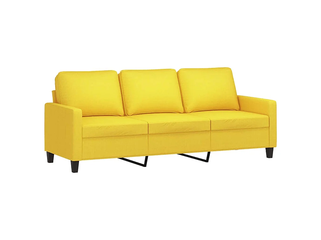 Canapé à 3 places avec repose-pieds Jaune clair 180 cm Tissu