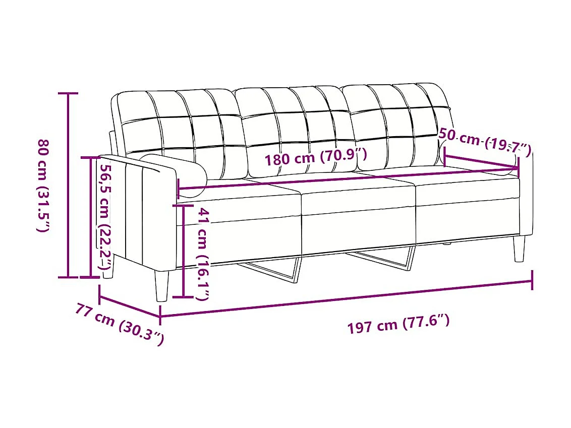 Canapé 3 places avec oreillers décoratifs jaune 180 cm velours