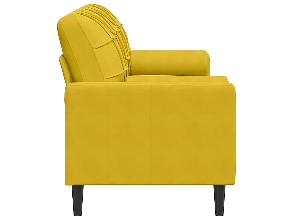 Divano a 3 Posti con Cuscini Giallo 180 cm in Velluto