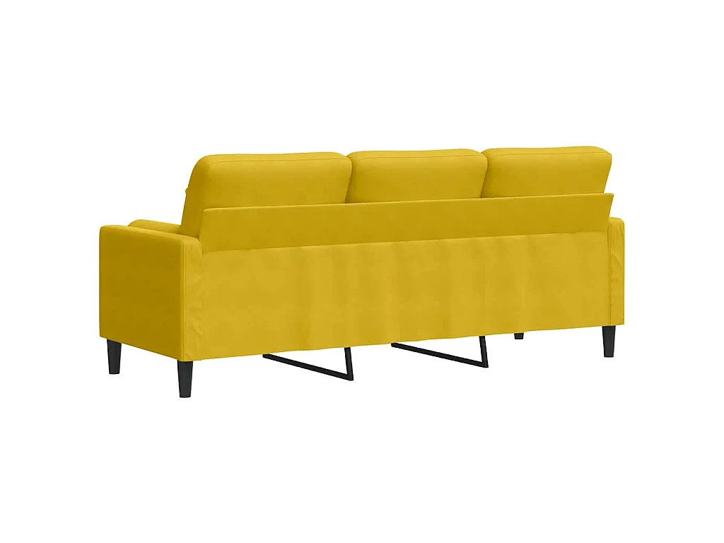 Divano a 3 Posti con Cuscini Giallo 180 cm in Velluto