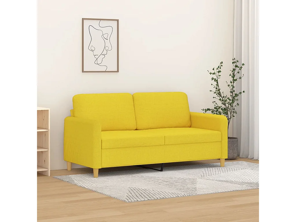 Canapé à 2 places Jaune clair 140 cm Tissu