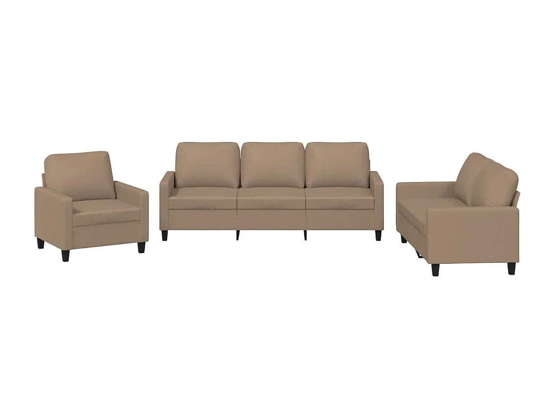Ensemble de canapés 3 pcs avec coussins Cappuccino Similicuir