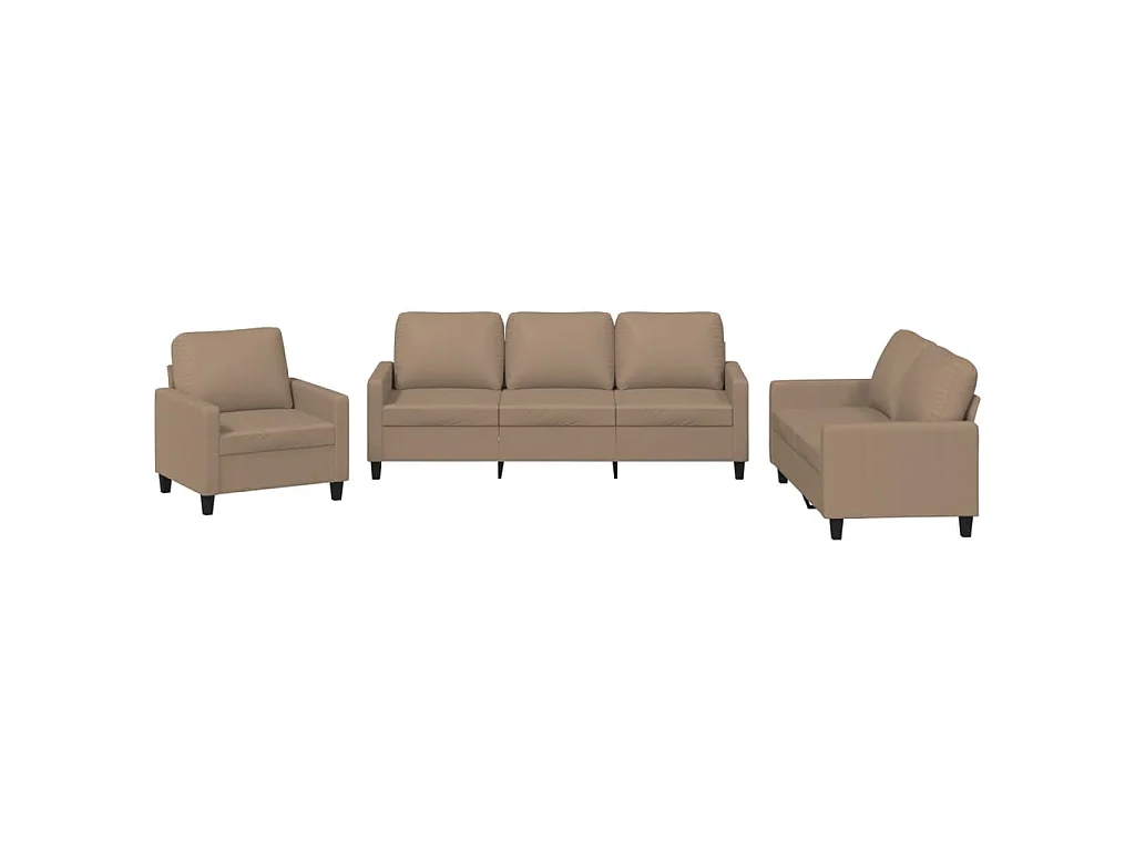 Ensemble de canapés 3 pcs avec coussins Cappuccino Similicuir
