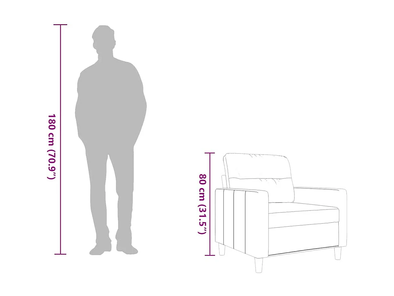 Sofasessel Creme 60 cm Stoff