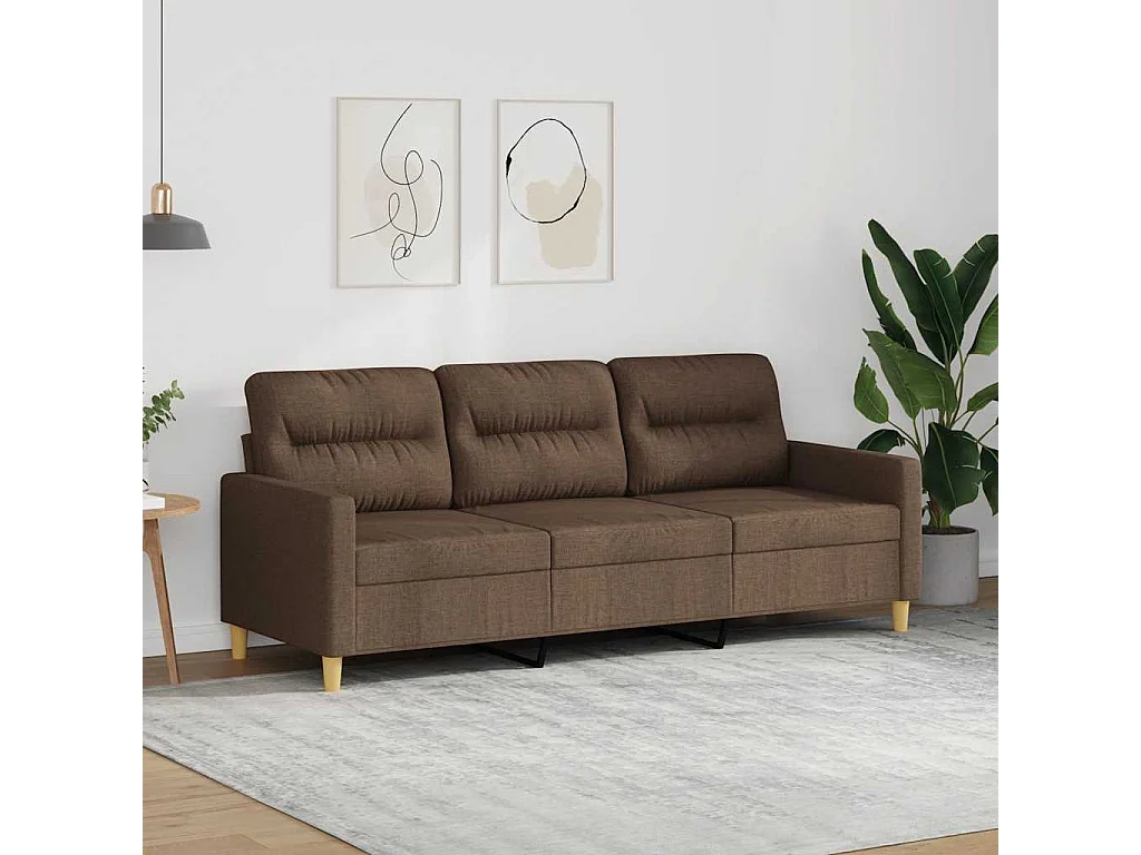 Canapé à 3 places Marron 180 cm Tissu