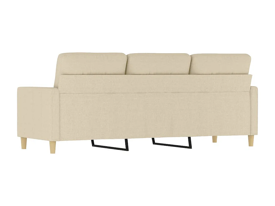 Divano a 3 Posti Crema 180 cm in Tessuto