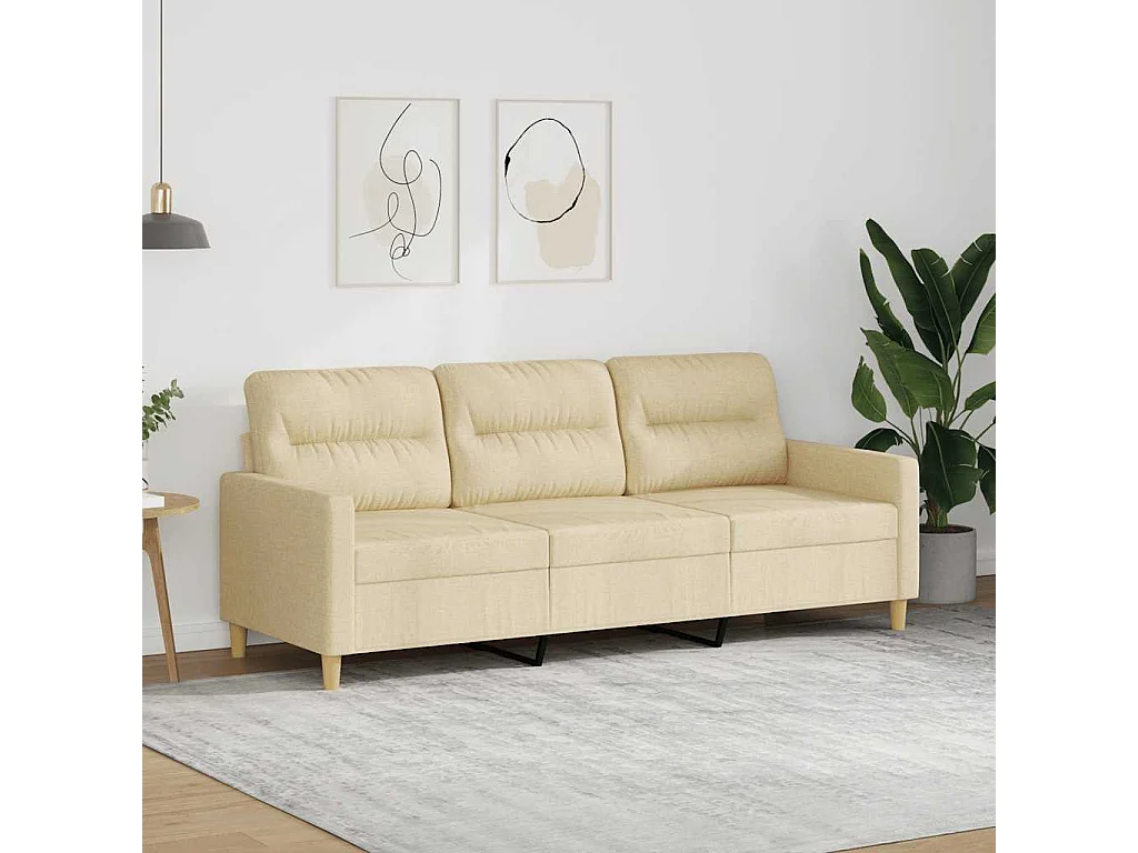 Canapé à 3 places Crème 180 cm Tissu