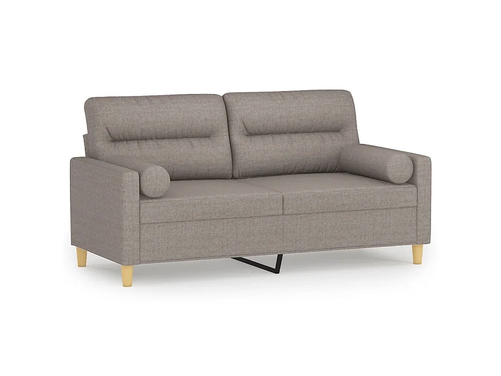 Canapé 2 places avec oreillers décoratifs taupe 140 cm tissu