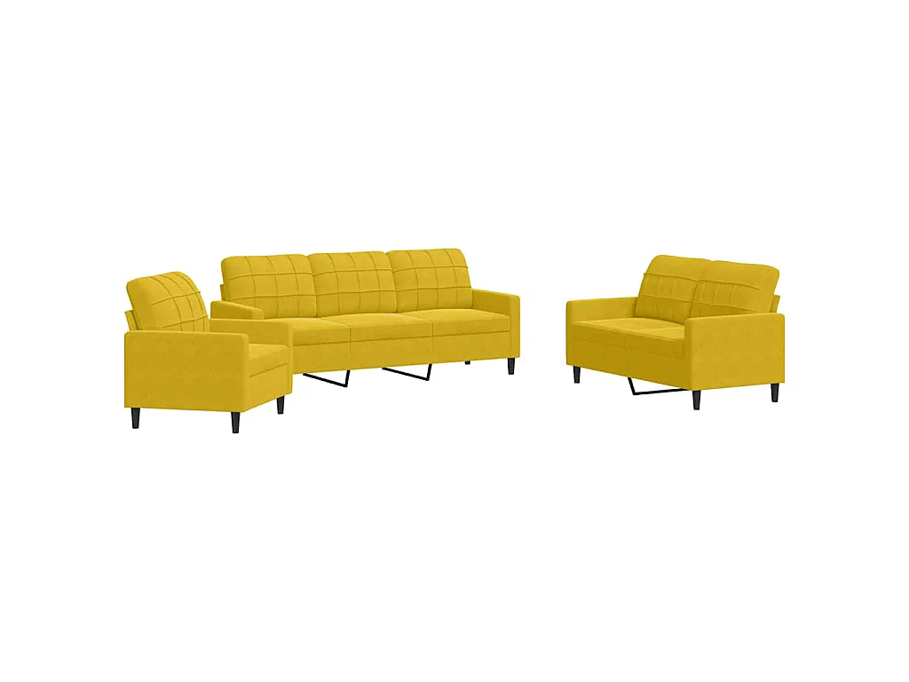 Juego de sofás con cojines 3 piezas terciopelo amarillo