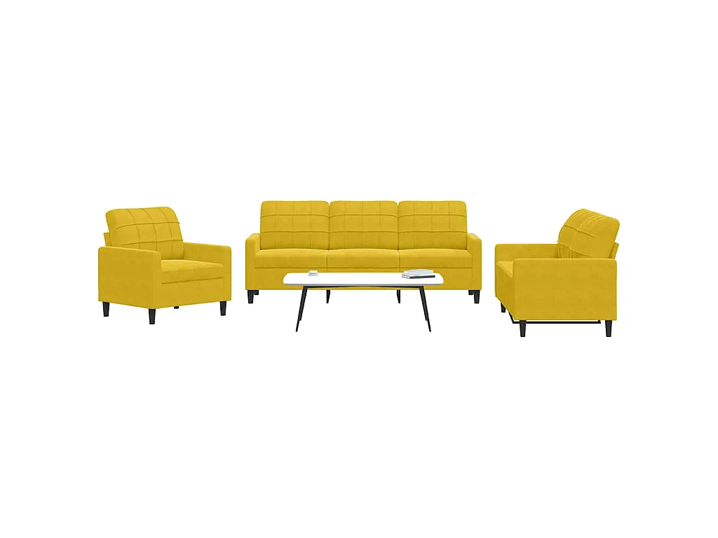 Juego de sofás con cojines 3 piezas terciopelo amarillo
