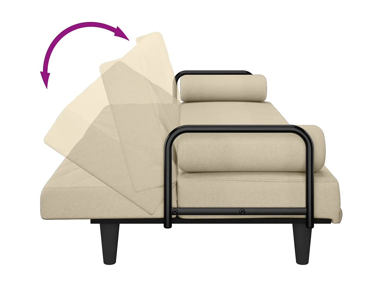 Canapé-lit avec accoudoirs crème tissu