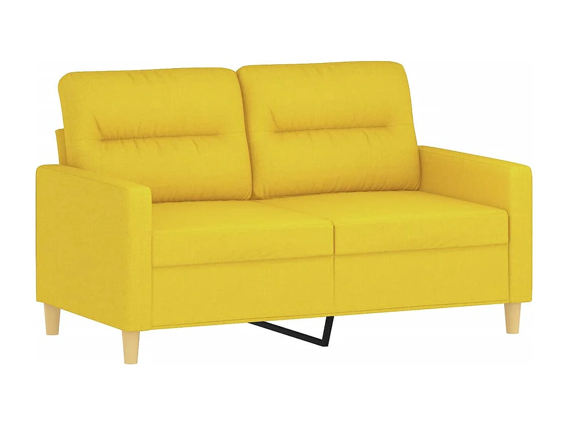 Canapé 2 places avec oreillers jaune clair 120 cm tissu