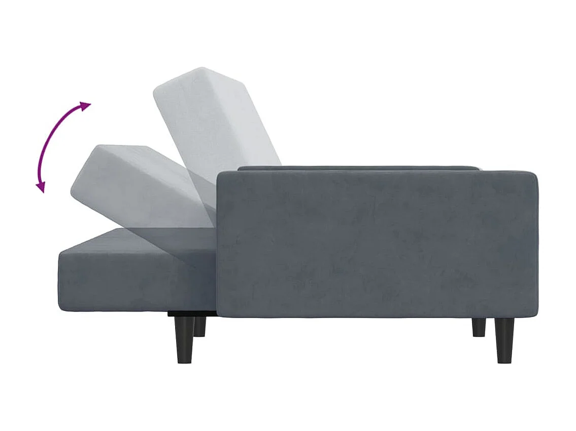 Schlafsofa 2-Sitzer mit Fußhocker Dunkelgrau Samt
