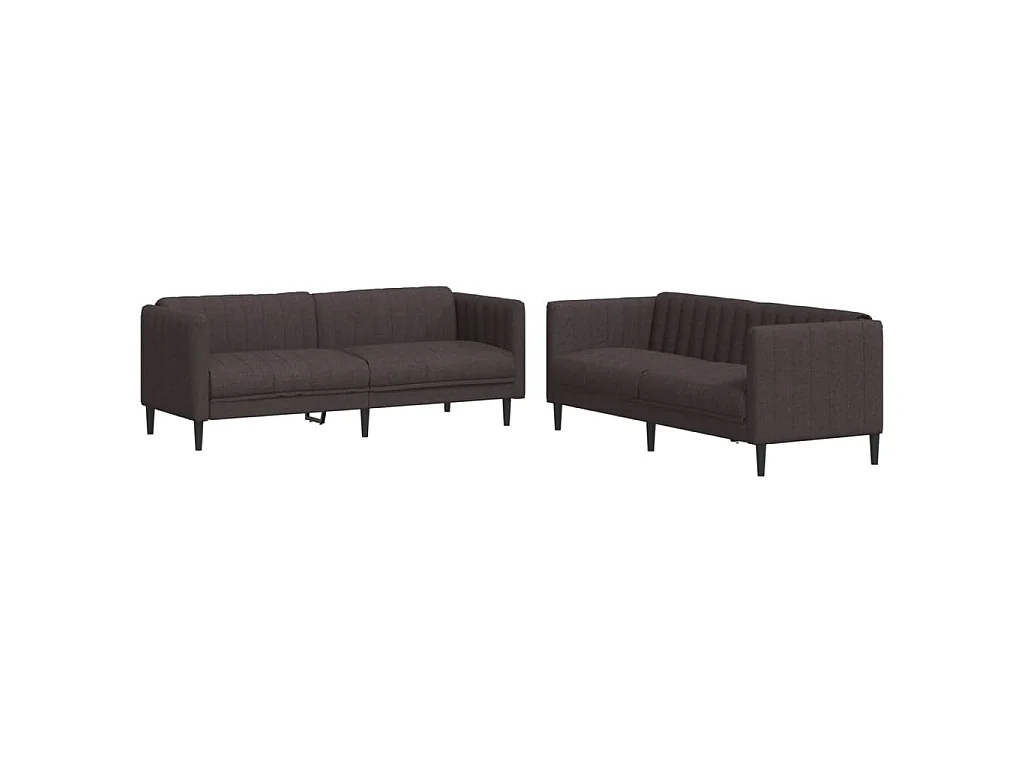 Set di Divani 2 pz Marrone Scuro in Tessuto