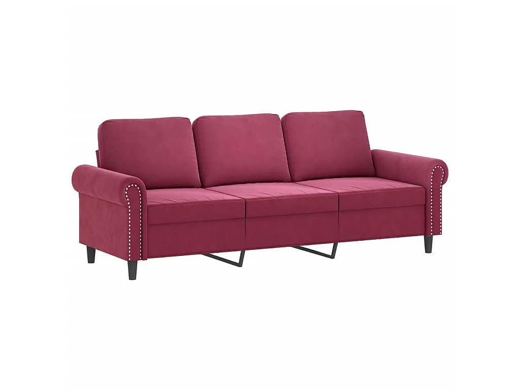 Ensemble de canapés 3 pcs avec coussins Rouge bordeaux Velours