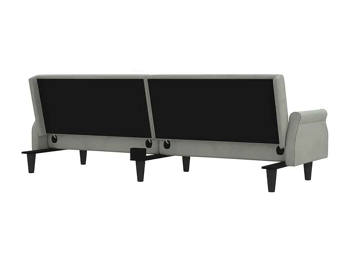 Schlafsofa mit Armlehnen Hellgrau Samt