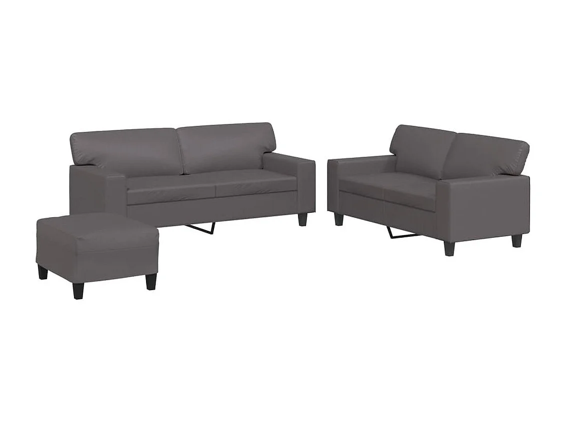 3-delige Loungeset kunstleer grijs
