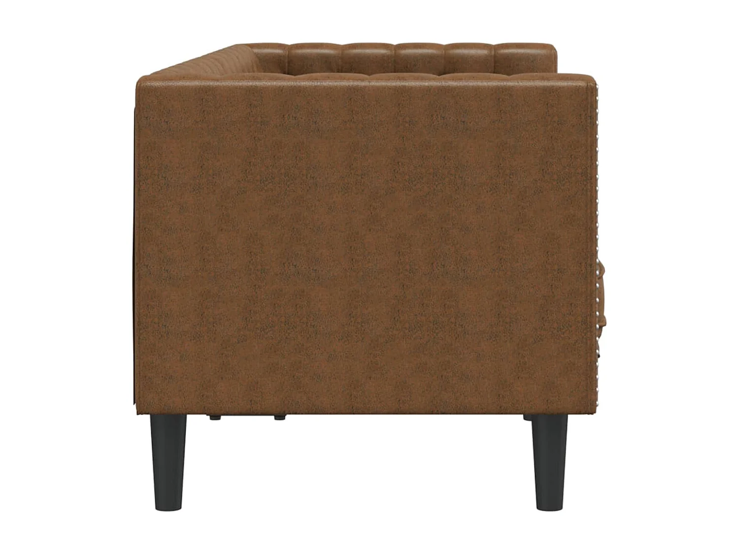 Chesterfield-Sofa 2-Sitzer Braun Kunstleder in Wildleder-Optik