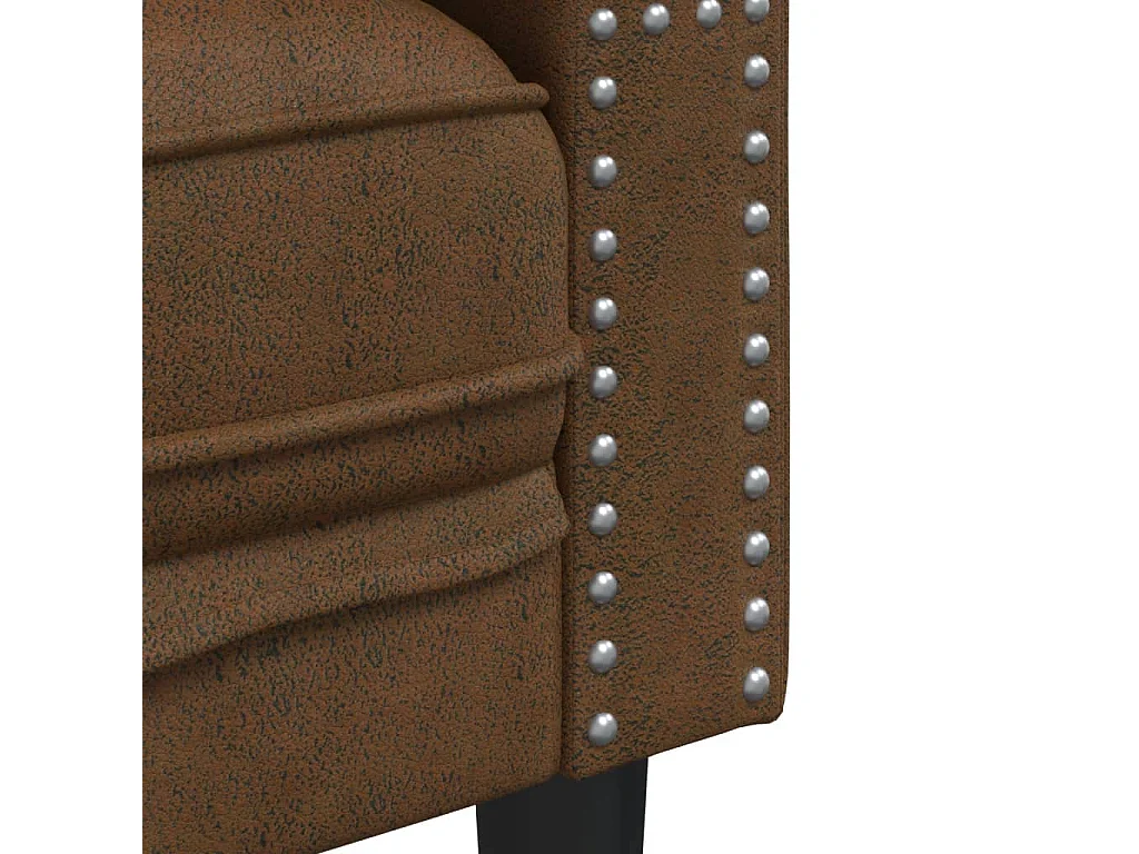 Canapé Chesterfield avec traversins 2 places similicuir daim