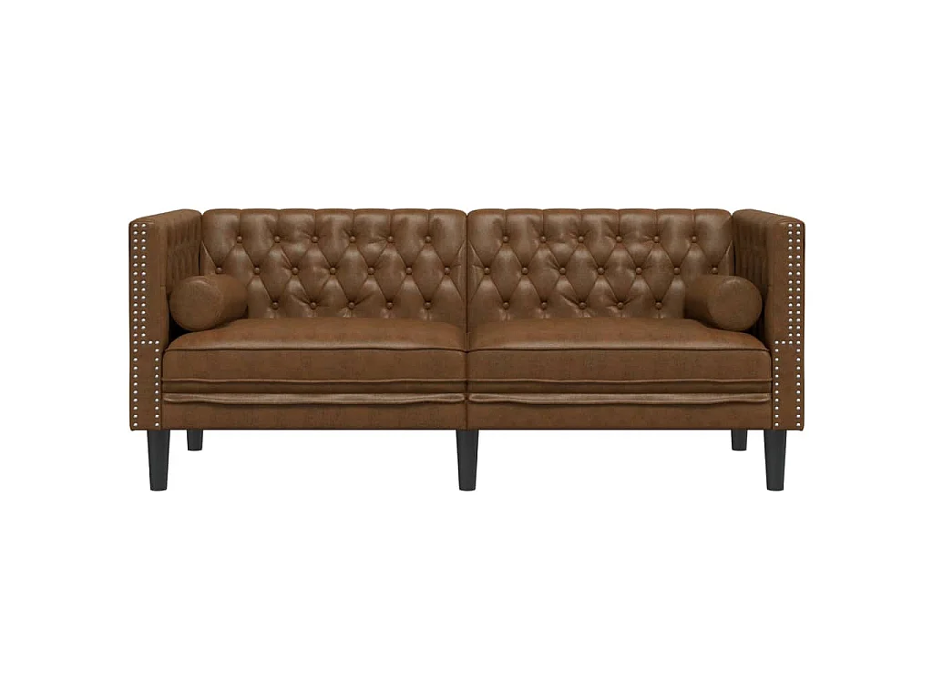 Canapé chesterfield 2 places en simili cuir marron