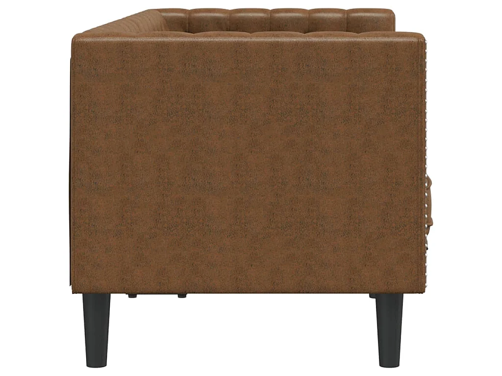 Canapé chesterfield 2 places en simili cuir marron
