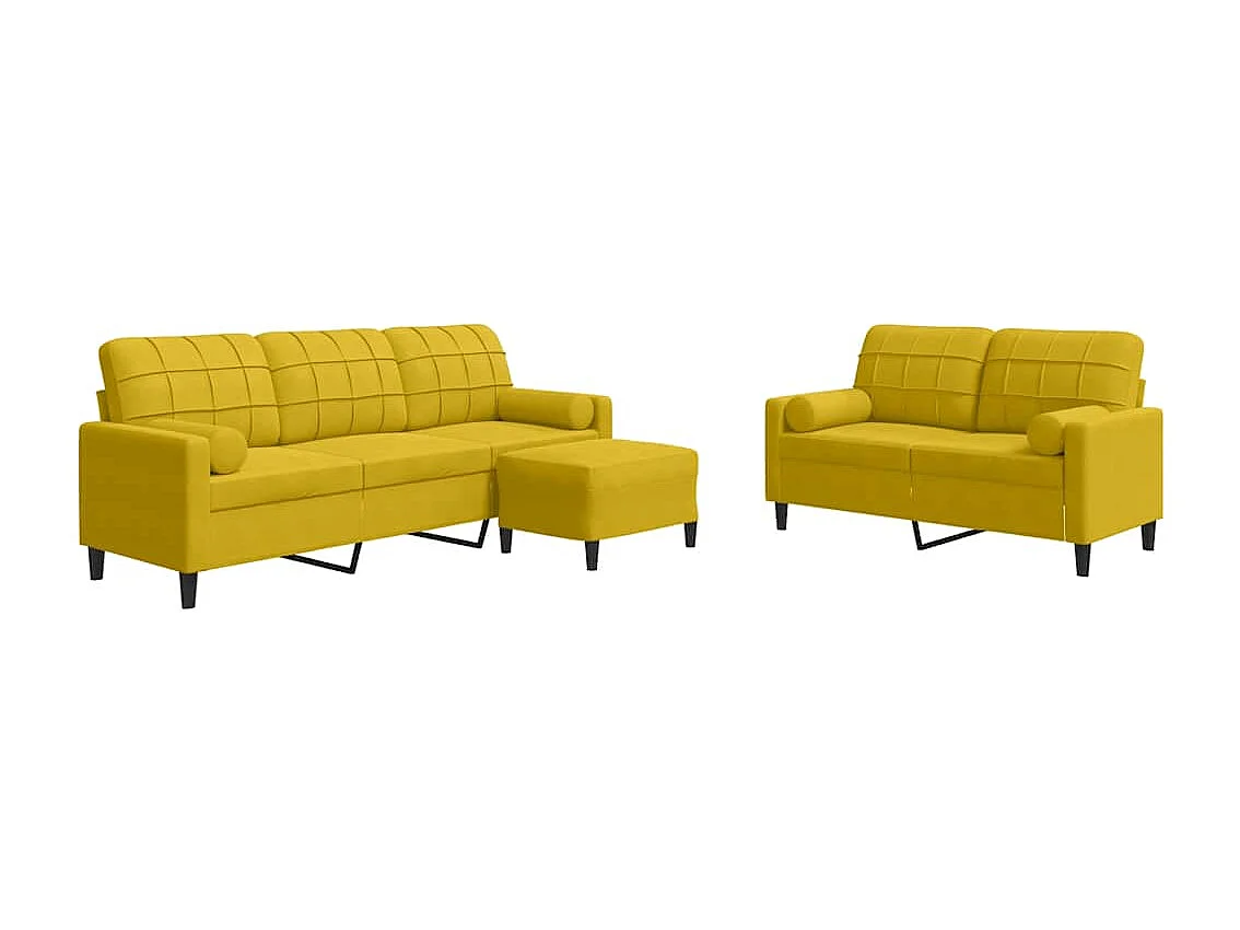 Ensemble de canapés 3 pcs avec coussins et traversins velours