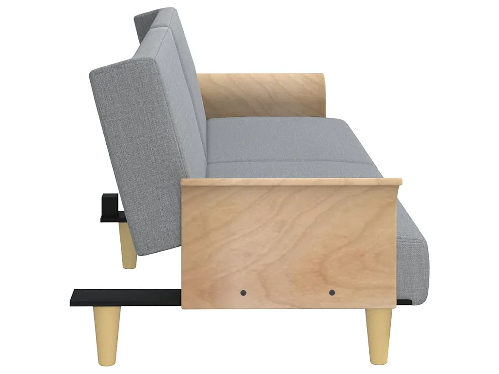 Schlafsofa mit Armlehnen Hellgrau Stoff