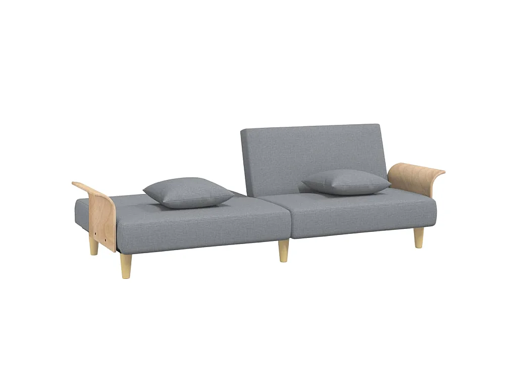 Schlafsofa mit Armlehnen Hellgrau Stoff