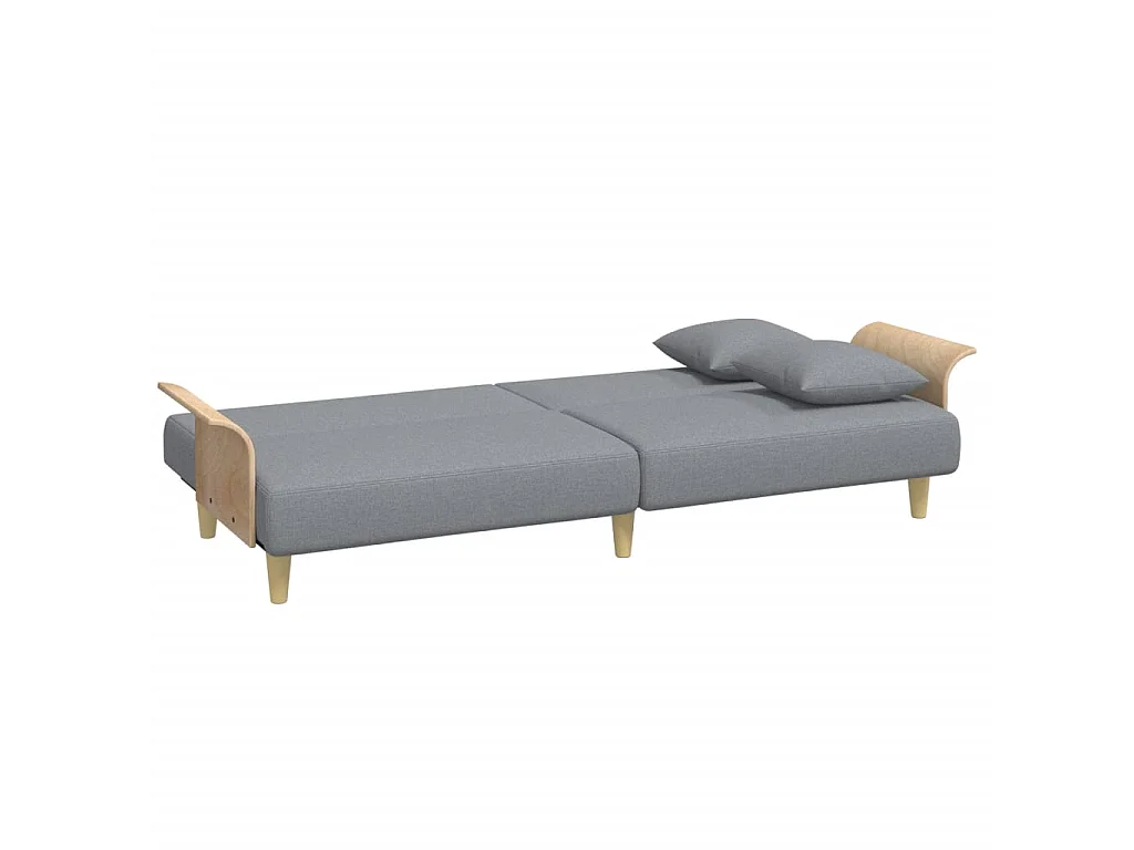 Schlafsofa mit Armlehnen Hellgrau Stoff