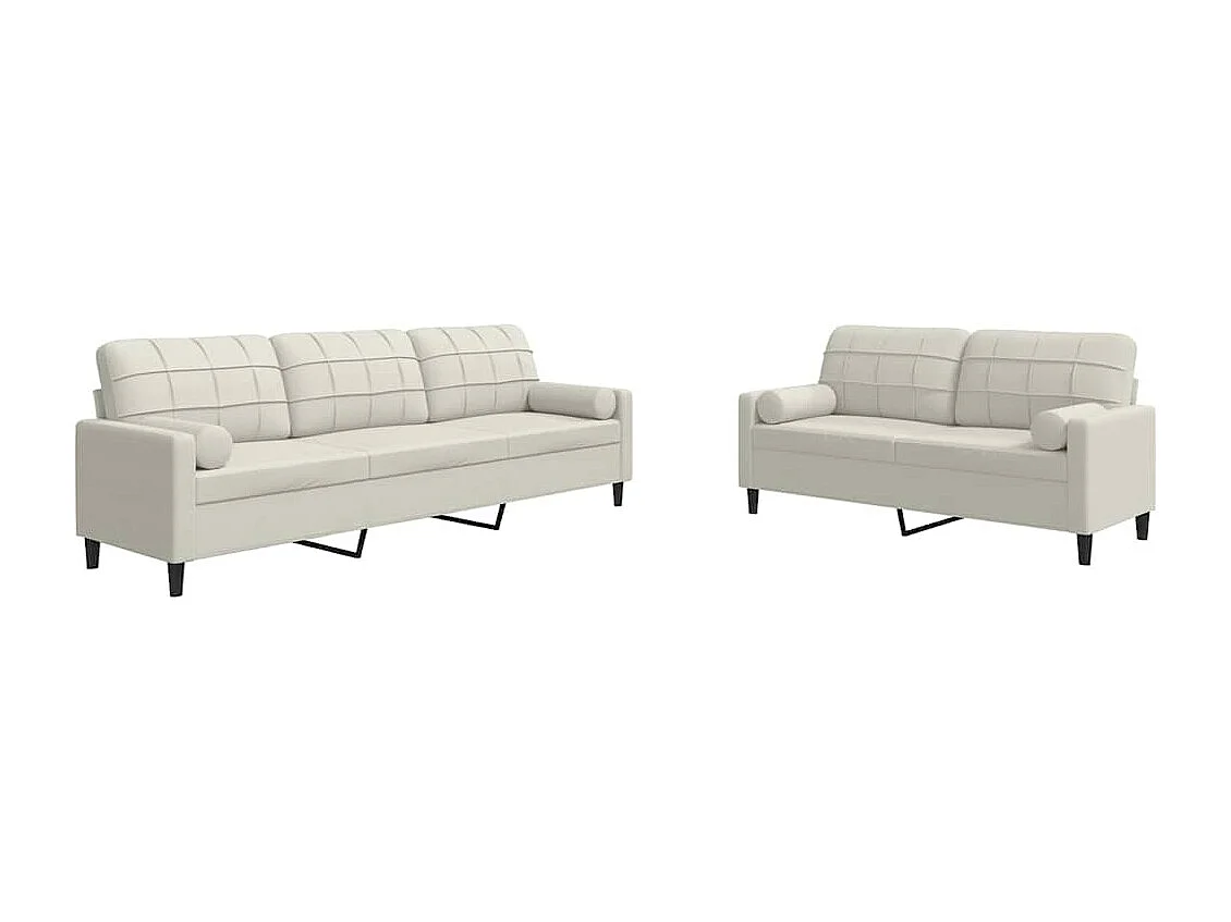 Ensemble de canapés 2 pcs avec coussins et traversins velours