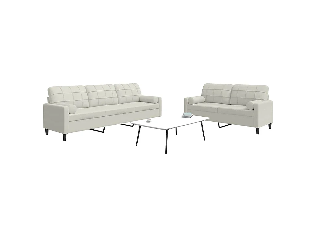 2-delige Loungeset met kussens en bolsters fluweel crèmekleurig