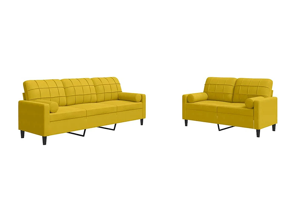 Ensemble de canapés 2 pcs avec coussins et traversins velours