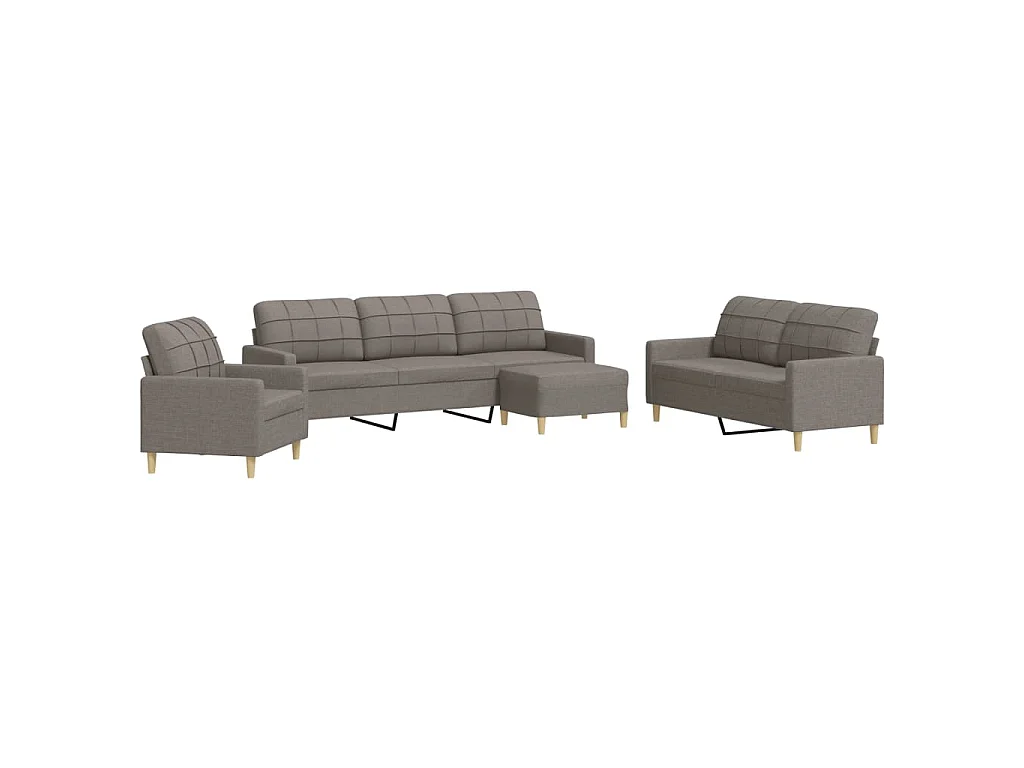Ensemble de canapés 4 pcs avec repose-pied taupe tissu