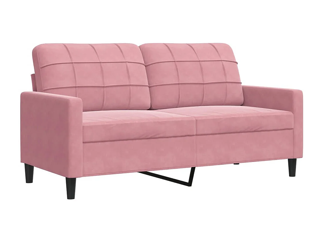 3-tlg. Sofagarnitur mit Kissen Rosa Samt